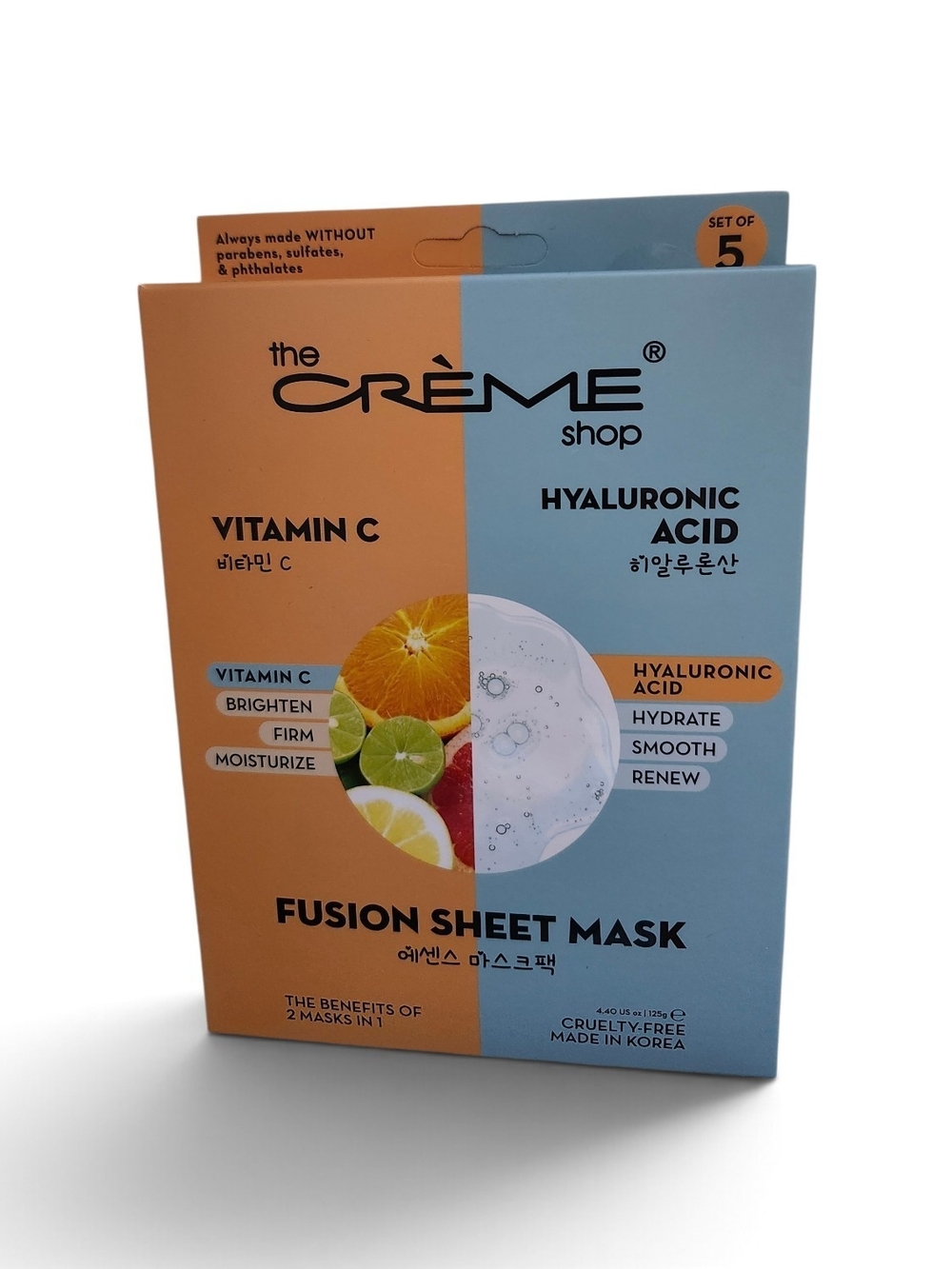 The Crème Shop NEW Set Of 5 Vitamin C & Hyaluronic Acid Fusion Sheet Mask